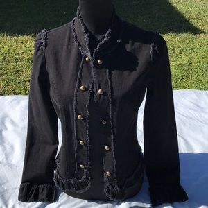 Luii black blazer with gold round buttons long sleeve women Upscale Boutique